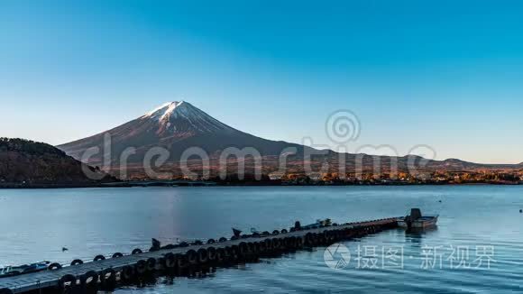 山 黎明时分的富士和川川子湖视频