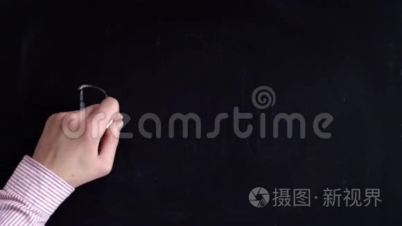 男人`用粉笔在黑板上写下利润和比特币的字样