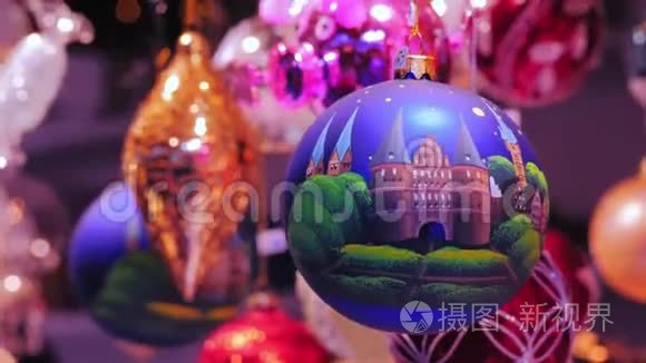 吕贝克城门景观圣诞装饰。 新年及圣诞节概念