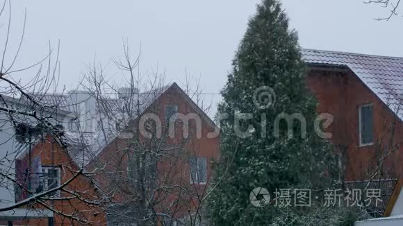在私人住宅的背景下下雪视频