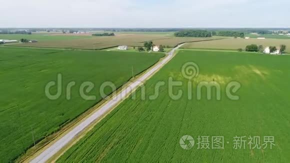 鸟瞰特拉华州的玉米、大豆田和农场