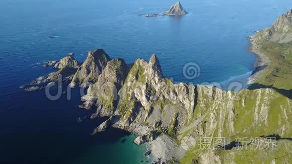 挪威的洛福滕岛和海滩鸟瞰图视频