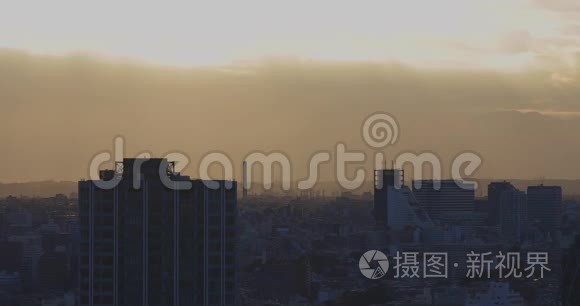 东京市区的黄昏全景城市景观视频