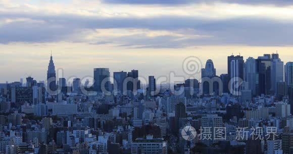 东京市区的黄昏全景视频