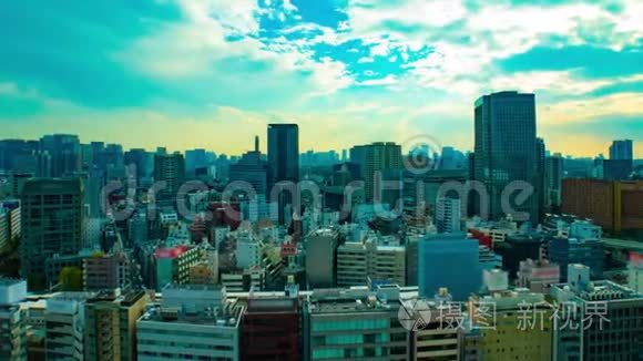 东京市区城市景观的时间推移，广射高角度变焦