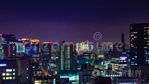 东京城市夜景中镜头变焦视频