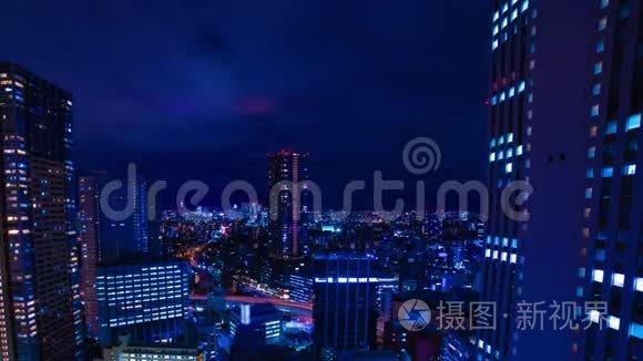 东京市区城市景观的一个夜间时间推移