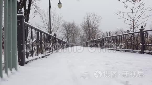一个在暴风雪中行走的女人视频