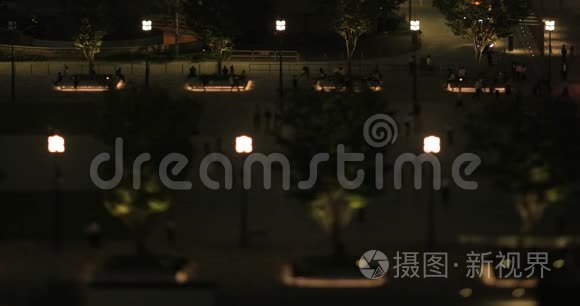 东京商业城夜景斜移高角度视频