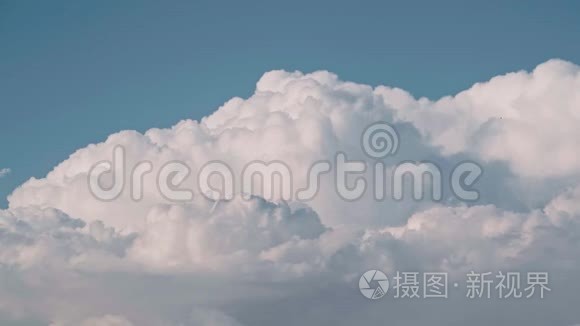 蓝天和海鸥中美丽的体积云视频