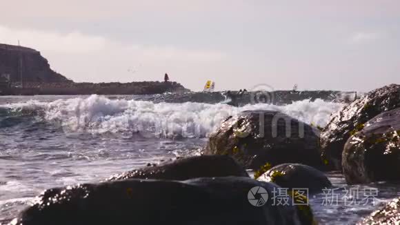 智利海岸的潮汐舞，阿尔加罗波，慢动作