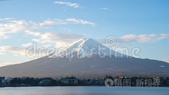 与日本川川子湖近景富士山视频