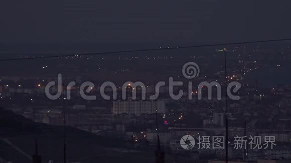 黄昏的夜城景色视频