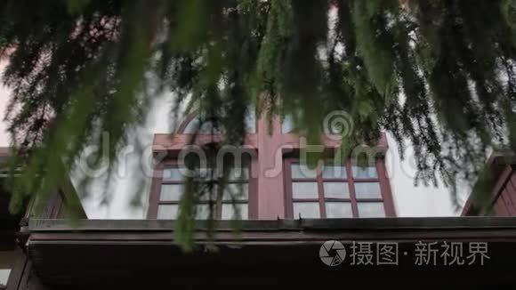 有木十字的教堂建筑视频