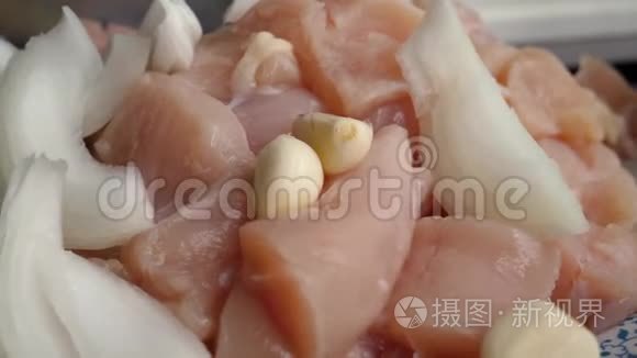 蒜蓉和洋葱鸡肉片