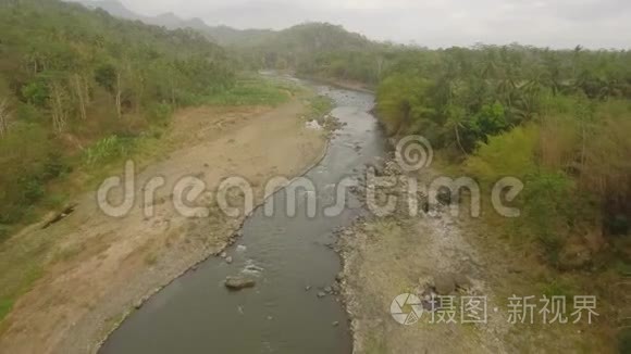 热带景观河流，农民土地.