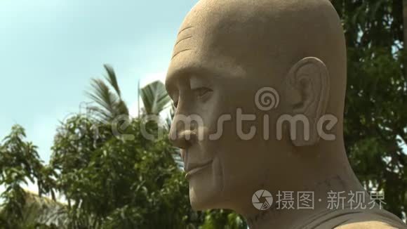 柬埔寨圣德佛教秃头雕塑视频