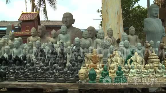 柬埔寨圣托卡的各种佛教雕塑视频