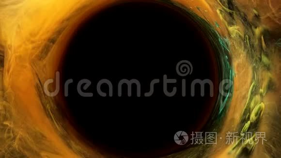 墨汁漩涡日食黑洞金圆视频
