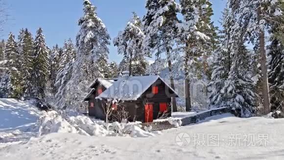 冬季康涅狄格州仙境小屋白雪空中4k