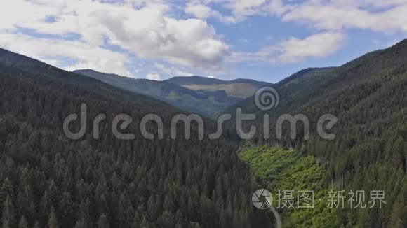 夏天，在云层中飞过群山。 山全景喀尔巴阡山草地。