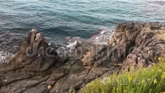 西西里海岸的海浪和岩石海岸视频