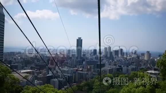 从索道俯瞰神户的城市景色视频