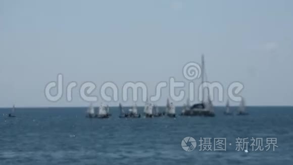 港海水旗和帆船准备比赛视频