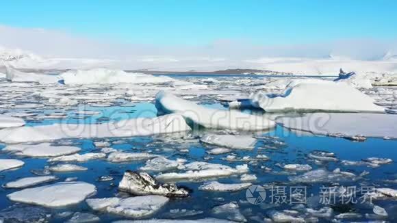 冰岛冰山湖冰川全球变暖视频