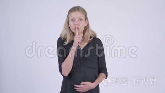 年轻漂亮的怀孕女商人用手指视频