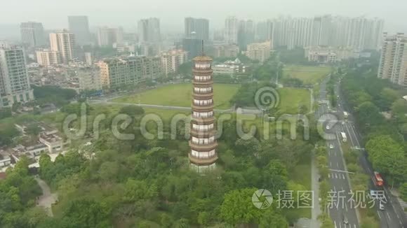 广州市赤岗宝塔.. 广东中国。 鸟瞰图