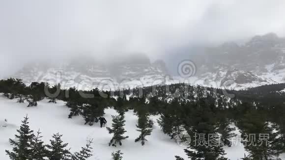 登山者攀登森林视频