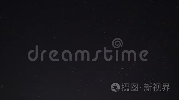 银河系时间流逝，夜空中的星星。