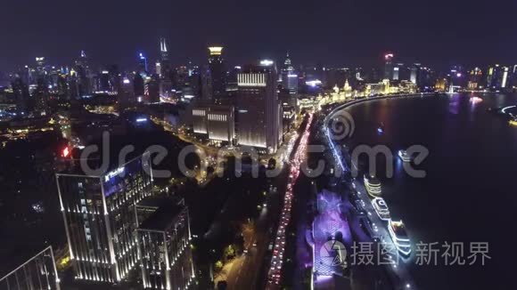 上海陆家嘴城市夜景航拍图