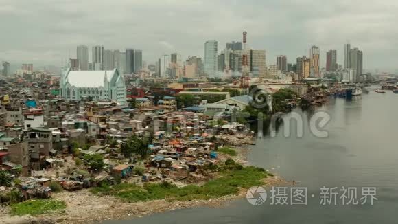 大城市背景下的贫民窟.. 马尼拉市，贫困贫困地区..