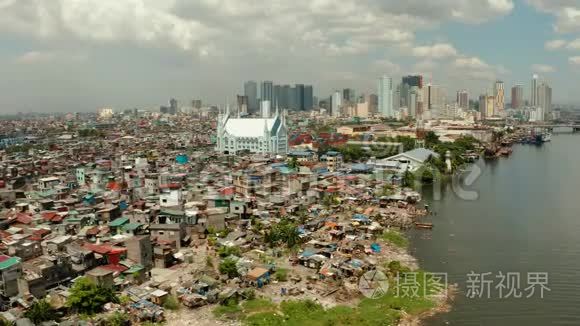 大城市背景下的贫民窟.. 马尼拉市，贫困贫困地区..