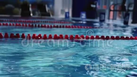 游泳池里漂亮的年轻游泳运动员视频