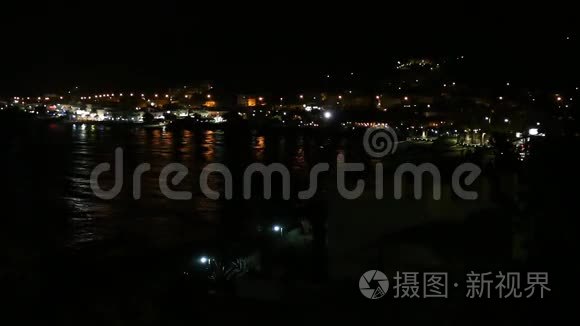 夜间海滨城市视频