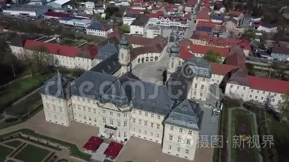 位于德国城市中部的历史宫殿，鸟瞰，4k