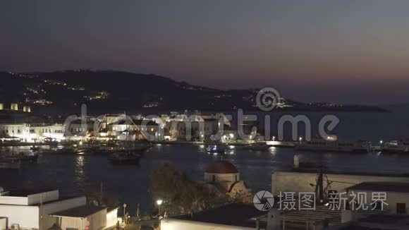 希腊米科诺斯岛的乔拉夜射视频