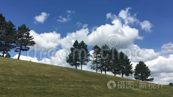 在日出的高尔夫球场上视频