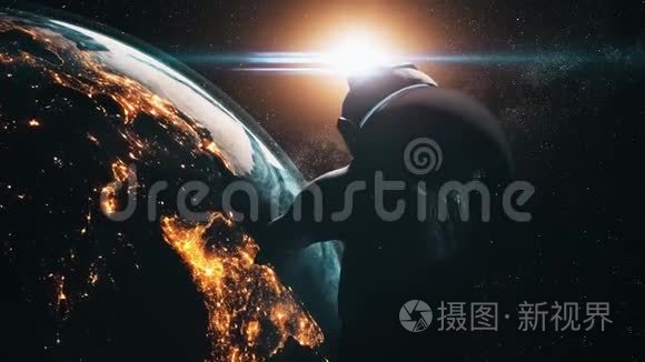 近距离太空人看地球星星闪烁视频