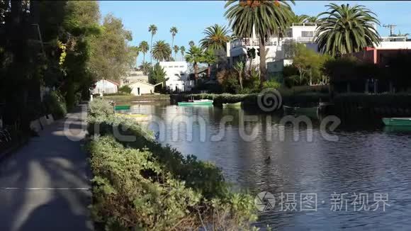 南加州美丽的威尼斯运河视频
