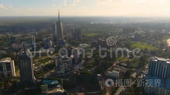 非洲大城市与大建筑的空中景观视频