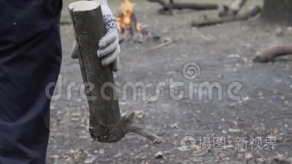 在旅游营地观看篝火的人视频