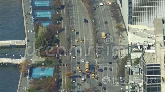 纽约市西区公路的鸟瞰图视频