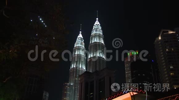 马来西亚吉隆坡马石油双子塔夜景