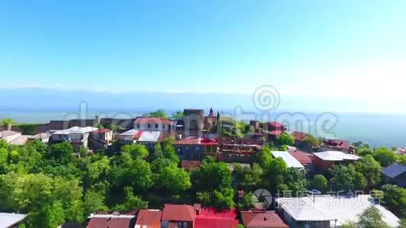 鸟瞰锡格纳吉市-格鲁吉亚的锡格纳吉镇`卡赫蒂最东的地区。 重要中心