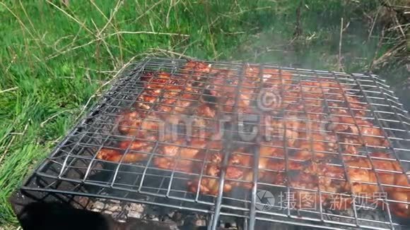 烧炭烤鸡视频