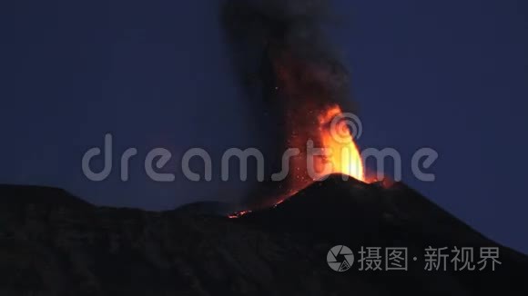 山 埃特纳东南火山爆发视频